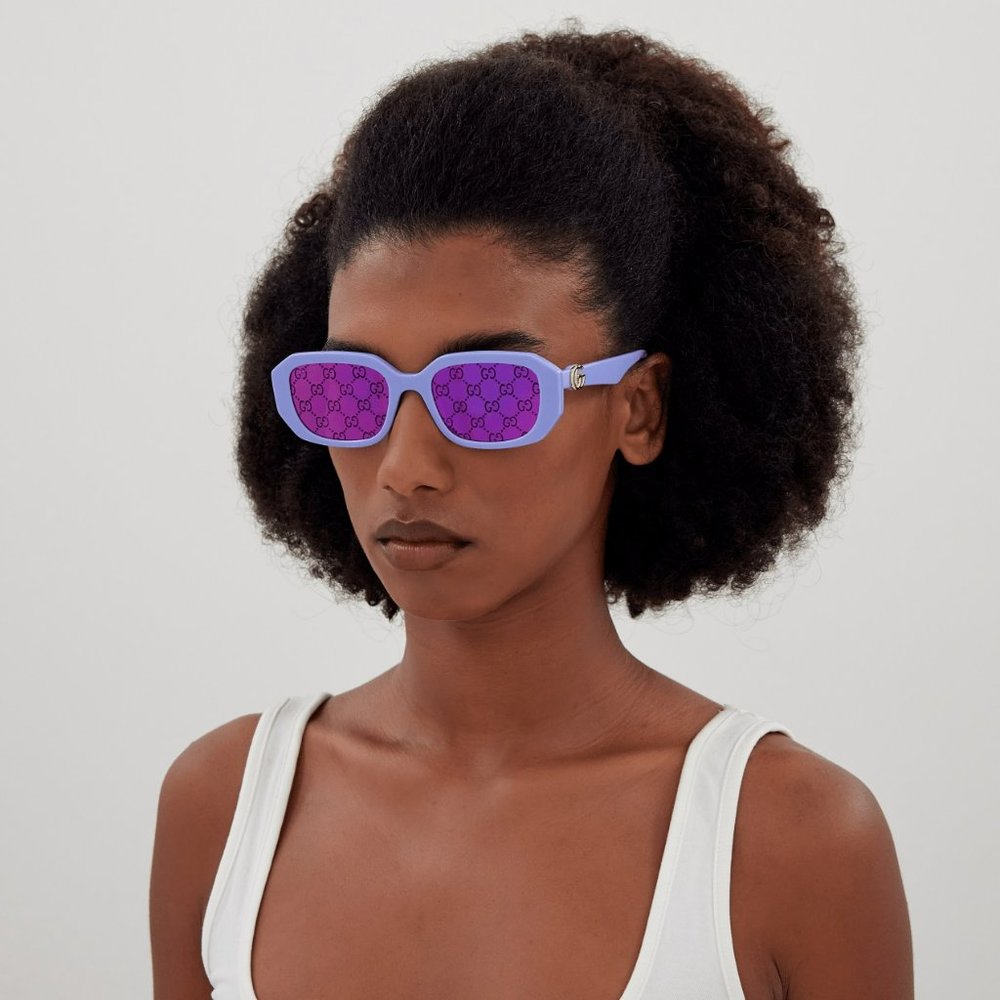 Gucci GG1535S 004 BRAND NEW Sunglasses Violet GG Logo Mirrored Unisex Geometric